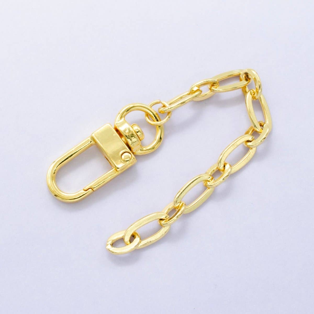 24K Gold Filled Oval Cable Chain Bag Purse Charm Keychain Findings