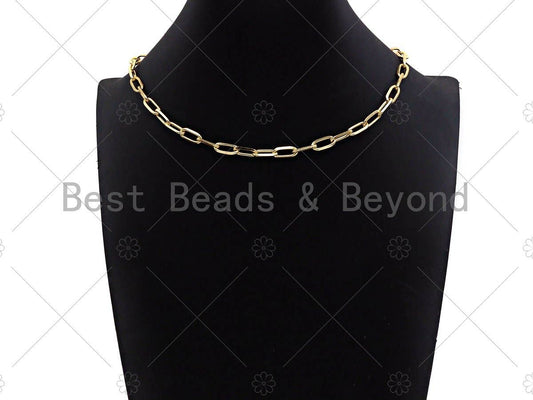 Thick 18" Gold Finish Paperclip Chain Necklace | Charm Collection
