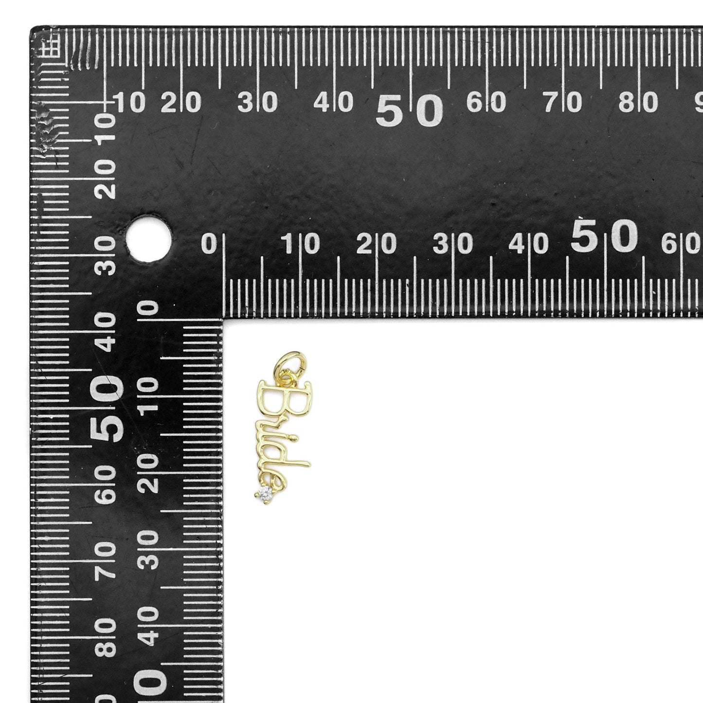 Silver Bride word diamond Charm, *charm only