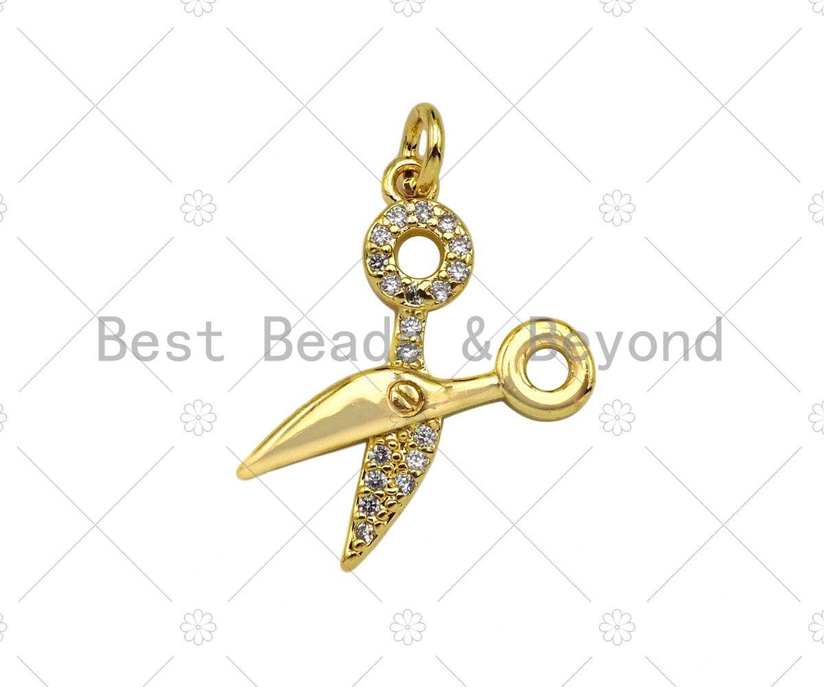 Scissors Shape Pendant,18K Dainty Gold Charm, *charm only