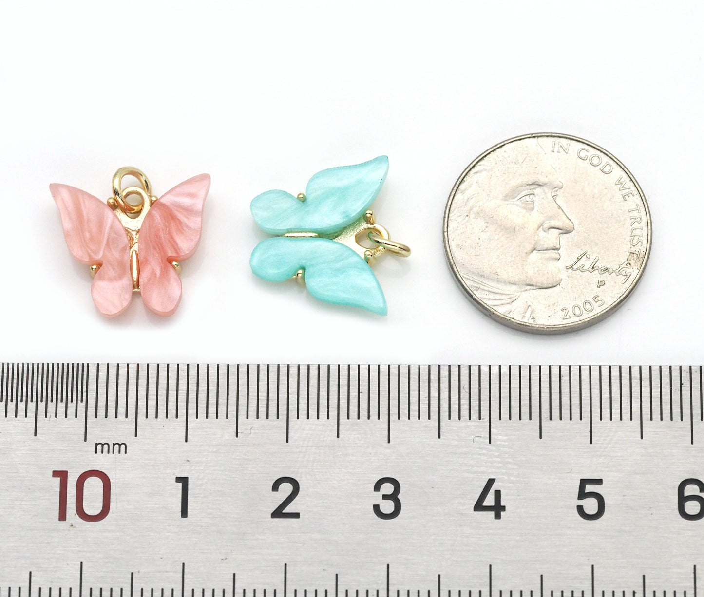 Light Pink Butterfly Colorful Charm, *charm only